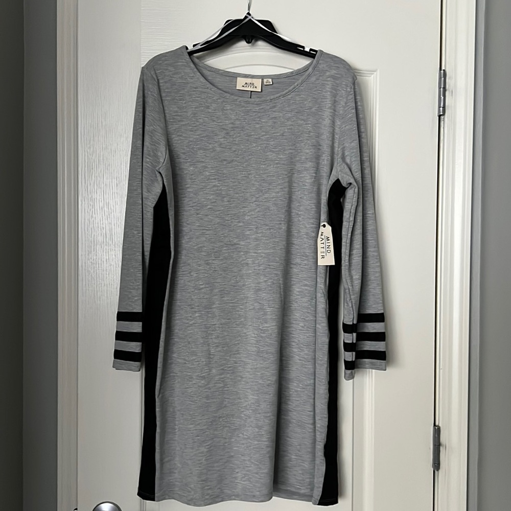 Dress, gray with black accents, heavier t-shirt material size XL